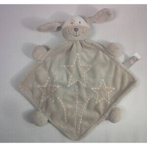 Teddykompaniet Ba Bi Boo Dog Puppy Lovey Security Blanket Plush Tan Stars 7x7